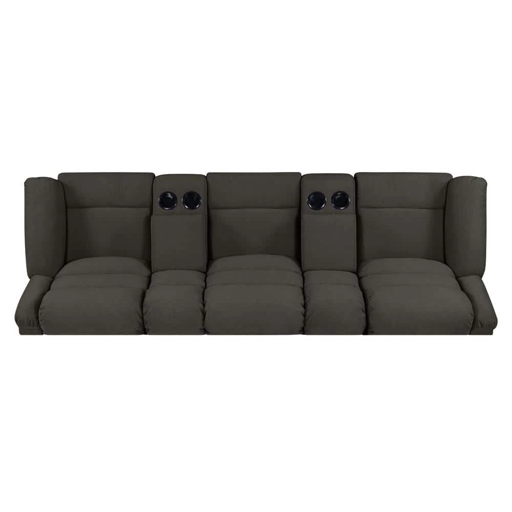 3-Seat Charcoal Gray Plush Low-Pile Velour Wall Hugger Recliner Sofa with 2 Storage Consoles and USB Ports by ProLounger 6 3-Seat Charcoal Gray Plush Low-Pile Velour Wall Hugger Recliner Sofa with 2 Storage Consoles and USB Ports by ProLounger - Image 4