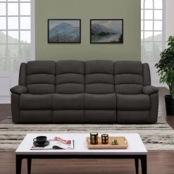 101 in. Charcoal Gray Polyester 4-Seater Lawson Reclining Sofa with Flared Arms by ProLounger -DealsProLounger Store charcoal gray prolounger sofas couches rcl61 cnf17 4s c3 1000