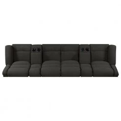 4-Seat Charcoal Gray Plush Low-Pile Velour Wall Hugger Recliner Sofa with 2 Storage Consoles and USB Ports by ProLounger -DealsProLounger Store charcoal gray prolounger sofas couches rcl61 cnf17 4sc a0 1000