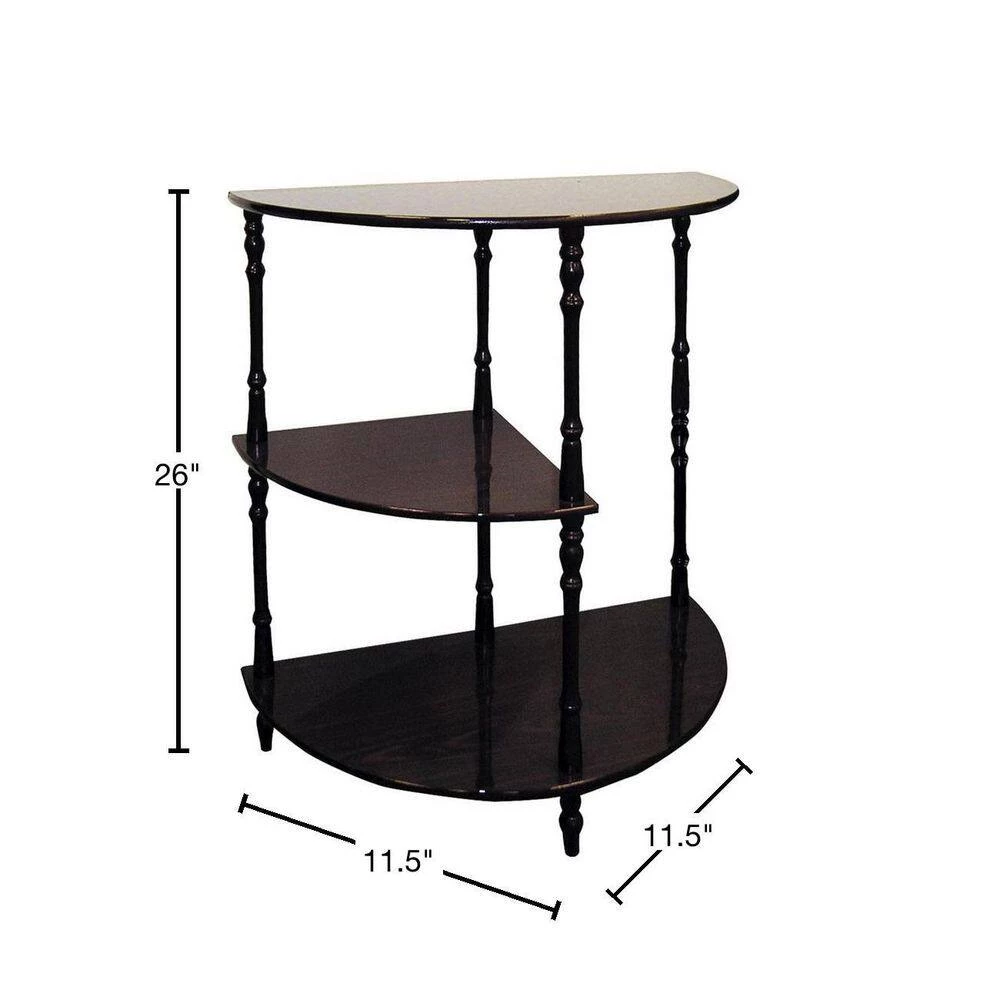 11.5 in. 3-Tier Cherry Half-Circle Wood End Table by ORE International 4 11.5 in. 3-Tier Cherry Half-Circle Wood End Table by ORE International - Image 2