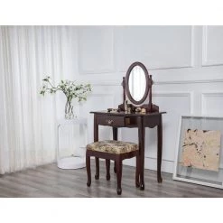 51 in. Cherry Adelaide Victorian Vanity Set by ORE International -DealsProLounger Store cherry ore international makeup vanities h 7b 31 1000