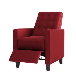 Cherry Red Textured Linen Button Tufted Pushback Recliner by ProLounger -DealsProLounger Store cherry red prolounger recliners a157322 1f 1000