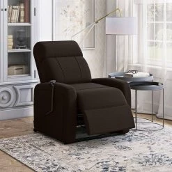 Rocker Recliner and Power Lift Recliner Chairs in Chocolate Brown Chenille (Set of 2) by ProLounger -DealsProLounger Store chocolate brown prolounger recliners a152907 31 1000