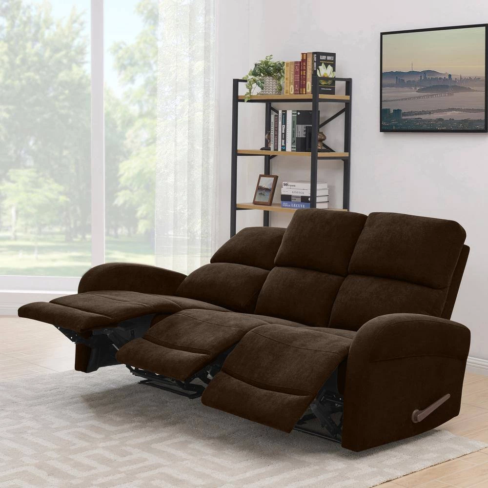 80.7 in. Chocolate Brown Polyester 3-Seater Lawson Reclining Sofa with Round Arms by ProLounger 15 80.7 in. Chocolate Brown Polyester 3-Seater Lawson Reclining Sofa with Round Arms by ProLounger - Image 13