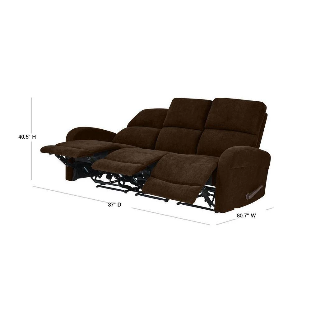 80.7 in. Chocolate Brown Polyester 3-Seater Lawson Reclining Sofa with Round Arms by ProLounger 5 80.7 in. Chocolate Brown Polyester 3-Seater Lawson Reclining Sofa with Round Arms by ProLounger - Image 3