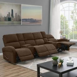 Modular Chocolate Brown Chenille Recliner Sofa with Two Storage Consoles and USB Ports (4-Seat) by ProLounger 29 Modular Chocolate Brown Chenille Recliner Sofa with Two Storage Consoles and USB Ports (4-Seat) by ProLounger -DealsProLounger Store chocolate brown prolounger sofas couches rcl53 brm89 4sc 31 1000