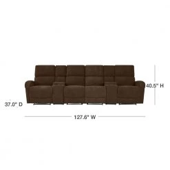 Modular Chocolate Brown Chenille Recliner Sofa with Two Storage Consoles and USB Ports (4-Seat) by ProLounger 18 Modular Chocolate Brown Chenille Recliner Sofa with Two Storage Consoles and USB Ports (4-Seat) by ProLounger -DealsProLounger Store chocolate brown prolounger sofas couches rcl53 brm89 4sc 40 1000