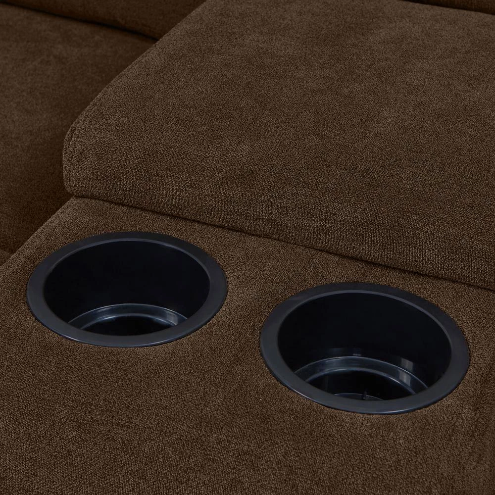 Modular Chocolate Brown Chenille Recliner Sofa with Two Storage Consoles and USB Ports (4-Seat) by ProLounger 13 Modular Chocolate Brown Chenille Recliner Sofa with Two Storage Consoles and USB Ports (4-Seat) by ProLounger - Image 11
