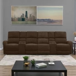 Modular Chocolate Brown Chenille Recliner Sofa with Two Storage Consoles and USB Ports (4-Seat) by ProLounger 24 Modular Chocolate Brown Chenille Recliner Sofa with Two Storage Consoles and USB Ports (4-Seat) by ProLounger -DealsProLounger Store chocolate brown prolounger sofas couches rcl53 brm89 4sc 4f 1000