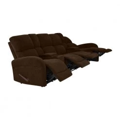 Modular Chocolate Brown Chenille Recliner Sofa with Two Storage Consoles and USB Ports (4-Seat) by ProLounger