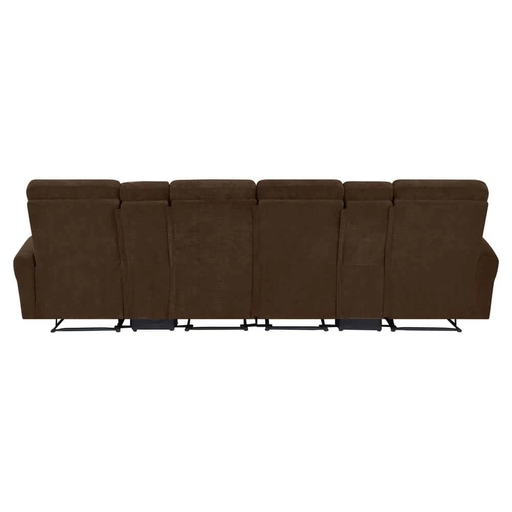 Modular Chocolate Brown Chenille Recliner Sofa with Two Storage Consoles and USB Ports (4-Seat) by ProLounger 8 Modular Chocolate Brown Chenille Recliner Sofa with Two Storage Consoles and USB Ports (4-Seat) by ProLounger - Image 6