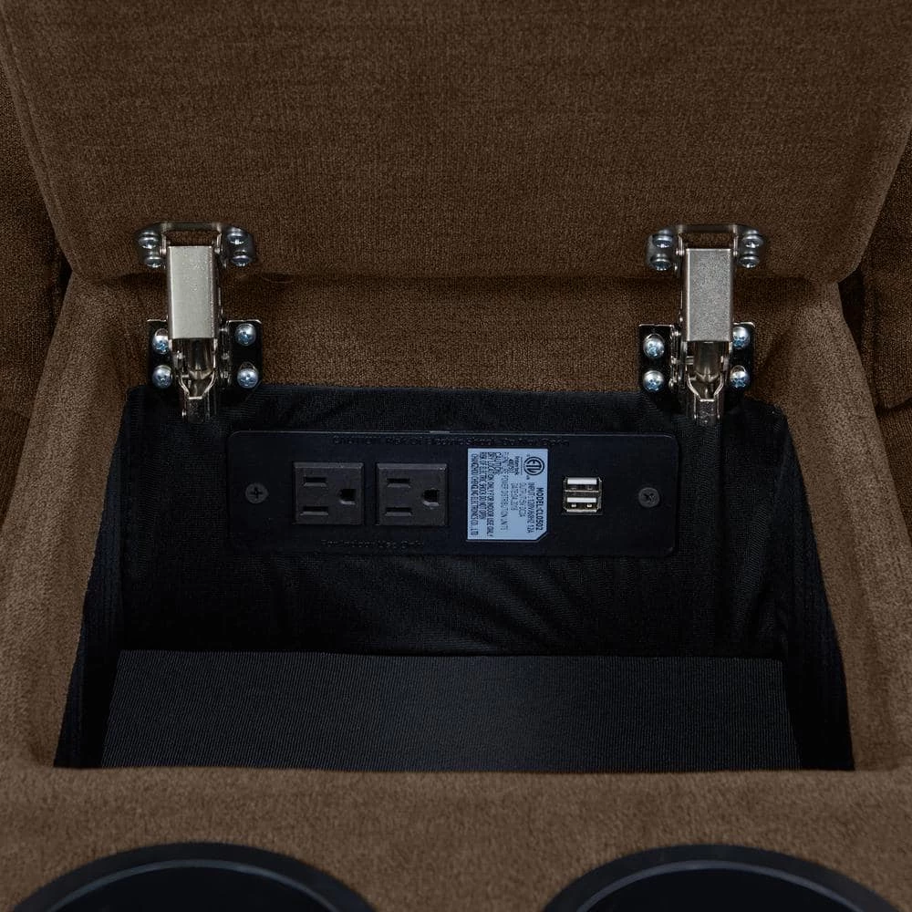 Modular Chocolate Brown Chenille Recliner Sofa with Two Storage Consoles and USB Ports (4-Seat) by ProLounger 15 Modular Chocolate Brown Chenille Recliner Sofa with Two Storage Consoles and USB Ports (4-Seat) by ProLounger - Image 13