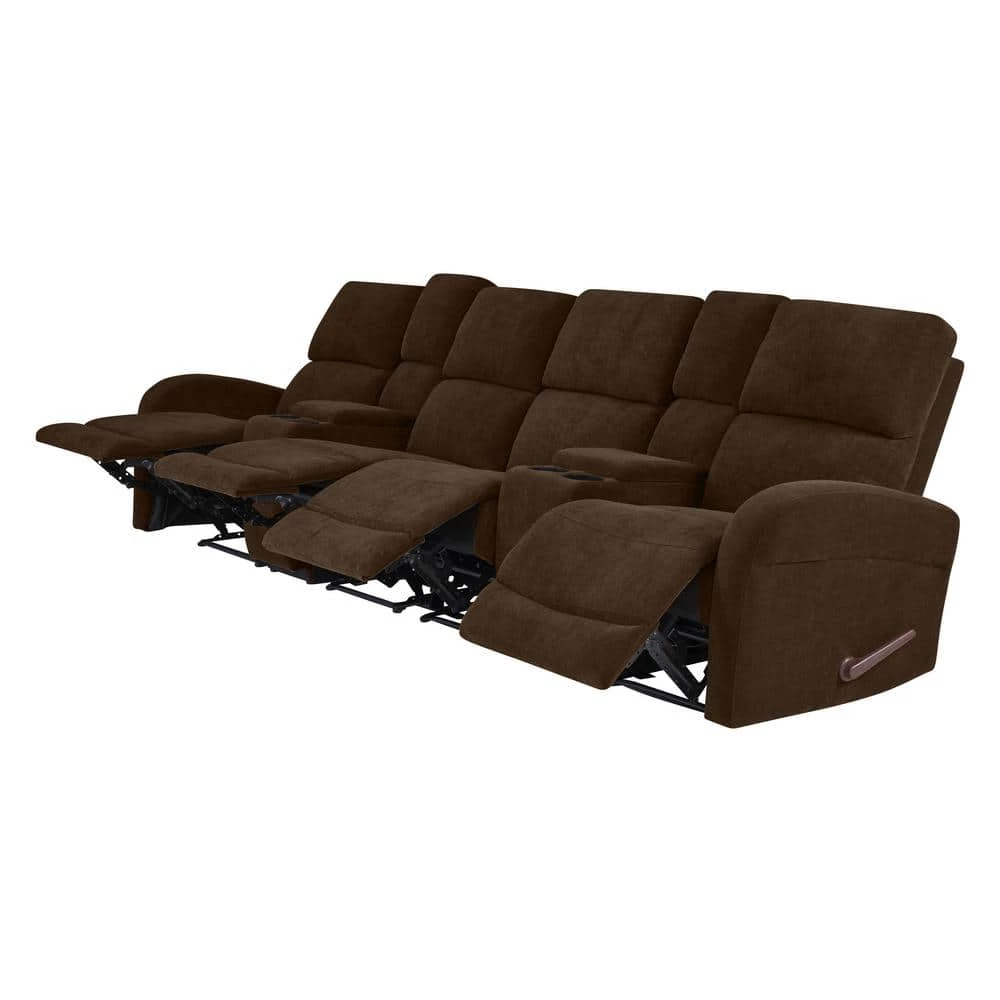 Modular Chocolate Brown Chenille Recliner Sofa with Two Storage Consoles and USB Ports (4-Seat) by ProLounger 9 Modular Chocolate Brown Chenille Recliner Sofa with Two Storage Consoles and USB Ports (4-Seat) by ProLounger - Image 7