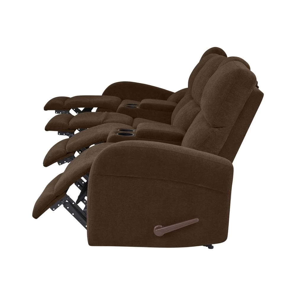 Modular Chocolate Brown Chenille Recliner Sofa with Two Storage Consoles and USB Ports (4-Seat) by ProLounger 4 Modular Chocolate Brown Chenille Recliner Sofa with Two Storage Consoles and USB Ports (4-Seat) by ProLounger - Image 2