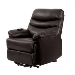 Coffee Brown Faux Leather Fabric Power Recline and Lift Chair by ProLounger -DealsProLounger Store coffee brown prolounger recliners a168359 40 1000