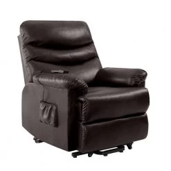 Coffee Brown Faux Leather Fabric Power Recline and Lift Chair by ProLounger -DealsProLounger Store coffee brown prolounger recliners a168359 4f 1000