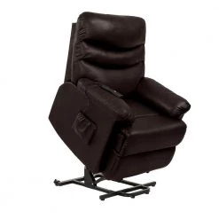 Coffee Brown Faux Leather Fabric Power Recline and Lift Chair by ProLounger