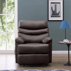 Coffee Brown Faux Leather Fabric Power Recline and Lift Chair by ProLounger -DealsProLounger Store coffee brown prolounger recliners a168359 c3 1000