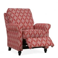Cranberry Red Diamond Medallion Woven Fabric Push Back Recliner Chair by ProLounger