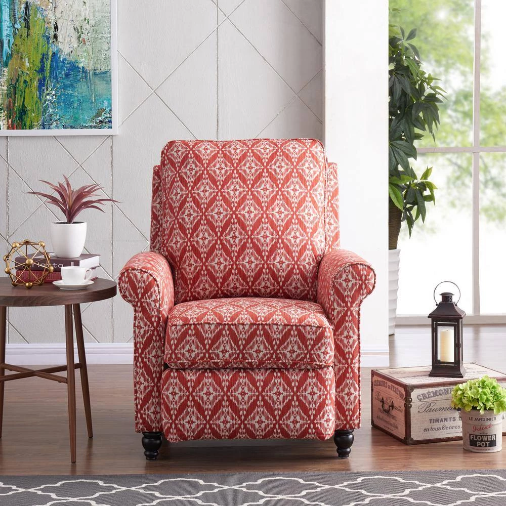 Cranberry Red Diamond Medallion Woven Fabric Push Back Recliner Chair by ProLounger 9 Cranberry Red Diamond Medallion Woven Fabric Push Back Recliner Chair by ProLounger - Image 7