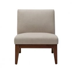Adria Cream Slant Back Wood Upholstered Armless Accent Chair by Madison Park