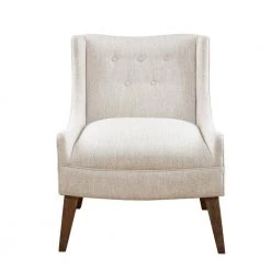 Leigh Cream Upholstered Recessed Arm Accent Chair by Madison Park