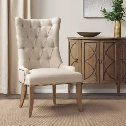 Britton Cream Upholstered Button Tufted Recessed Arm Accent Chair by Madison Park -DealsProLounger Store cream madison park accent chairs mp100 0955 31 1000