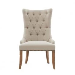 Britton Cream Upholstered Button Tufted Recessed Arm Accent Chair by Madison Park