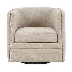 Wilmette Cream Curved Back Swivel Chair by Madison Park