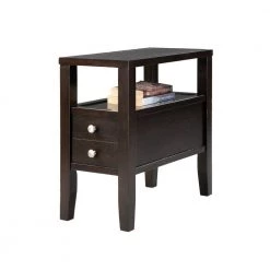 24 in. Traditional Dark Espresso with 2-Drawers Side or End Table by ORE International