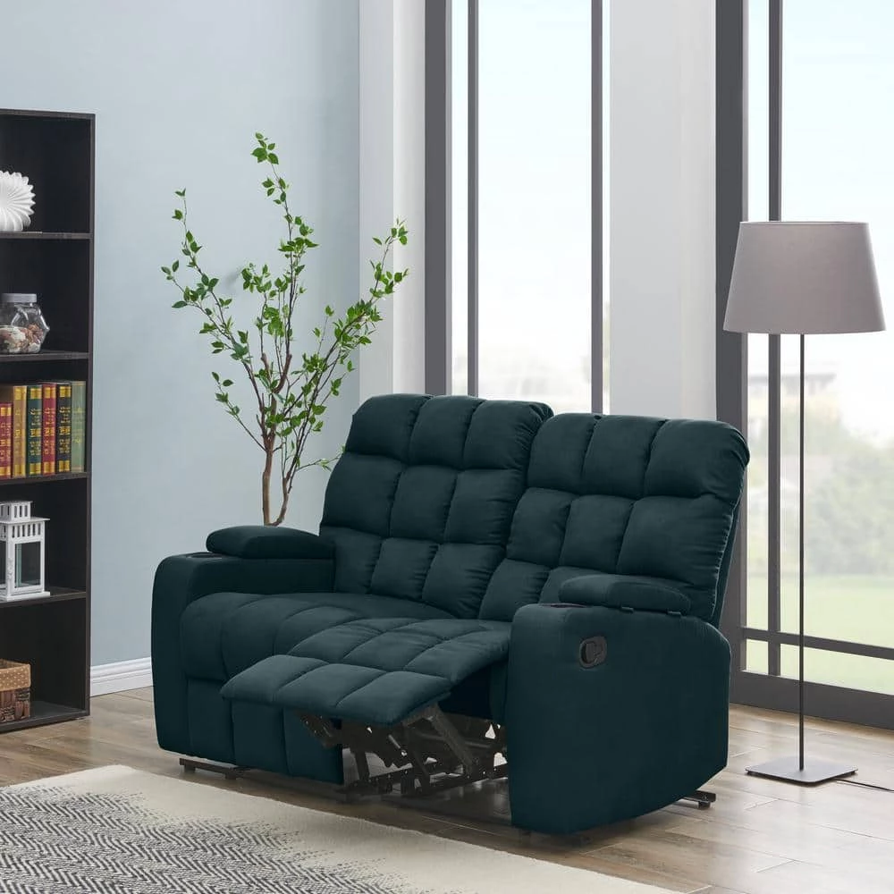 Wall Hugger 57 in. Deep Blue Polyester 2-Seater Reclining Loveseat with Cupholders by ProLounger 14 Wall Hugger 57 in. Deep Blue Polyester 2-Seater Reclining Loveseat with Cupholders by ProLounger - Image 12