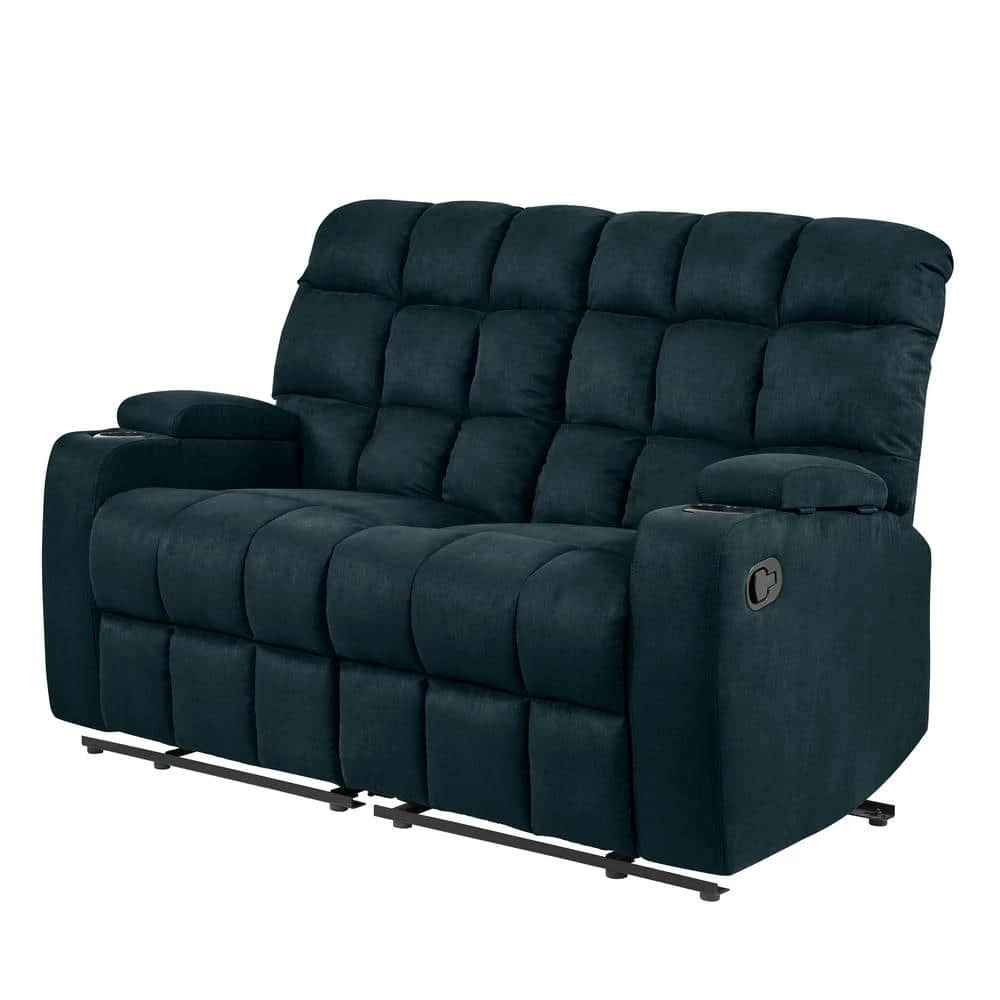 Wall Hugger 57 in. Deep Blue Polyester 2-Seater Reclining Loveseat with Cupholders by ProLounger 10 Wall Hugger 57 in. Deep Blue Polyester 2-Seater Reclining Loveseat with Cupholders by ProLounger - Image 8
