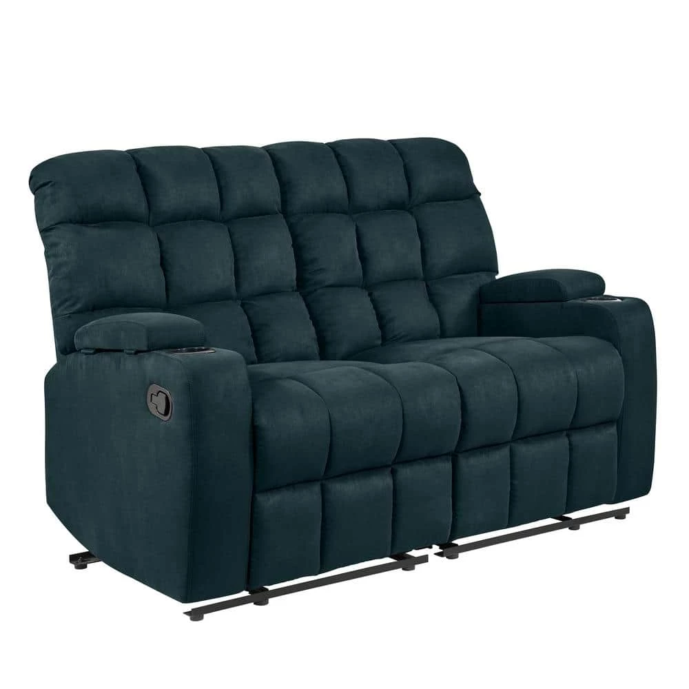 Wall Hugger 57 in. Deep Blue Polyester 2-Seater Reclining Loveseat with Cupholders by ProLounger 4 Wall Hugger 57 in. Deep Blue Polyester 2-Seater Reclining Loveseat with Cupholders by ProLounger - Image 2