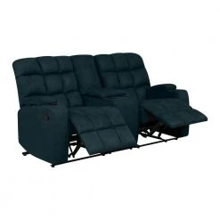 Wall Hugger 70 in. Deep Blue Polyester 2-Seater Reclining Loveseat with Cupholders by ProLounger