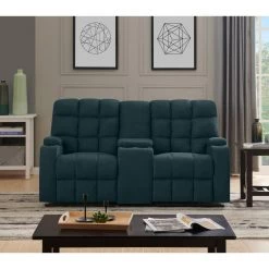 Wall Hugger 70 in. Deep Blue Polyester 2-Seater Reclining Loveseat with Cupholders by ProLounger -DealsProLounger Store deep blue prolounger loveseats a156493 c3 1000