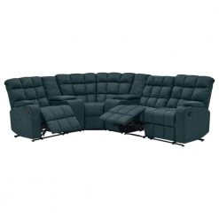 6-Piece Deep Blue Microfiber Curved Power Reclining Sectional Sofa with Storage Consoles by ProLounger