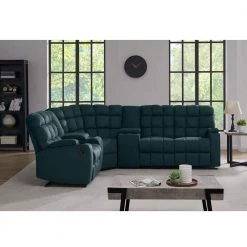 6-Piece Deep Blue Microfiber Curved Power Reclining Sectional Sofa with Storage Consoles by ProLounger -DealsProLounger Store deep blue prolounger sectional sofas a149563 c3 1000
