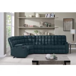 5-Piece Deep Blue Microfiber 5-Seater Curved Reclining Sectional Sofa with Storage Consoles by ProLounger -DealsProLounger Store deep blue prolounger sectional sofas a149587 c3 1000