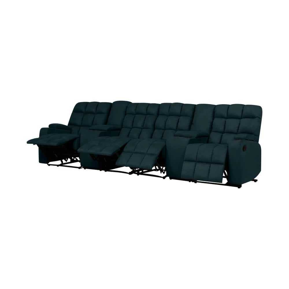 Wall Hugger 4-Seat Reclining Deep Blue Microfiber Sofa with Power Storage Consoles by ProLounger 5 Wall Hugger 4-Seat Reclining Deep Blue Microfiber Sofa with Power Storage Consoles by ProLounger - Image 3