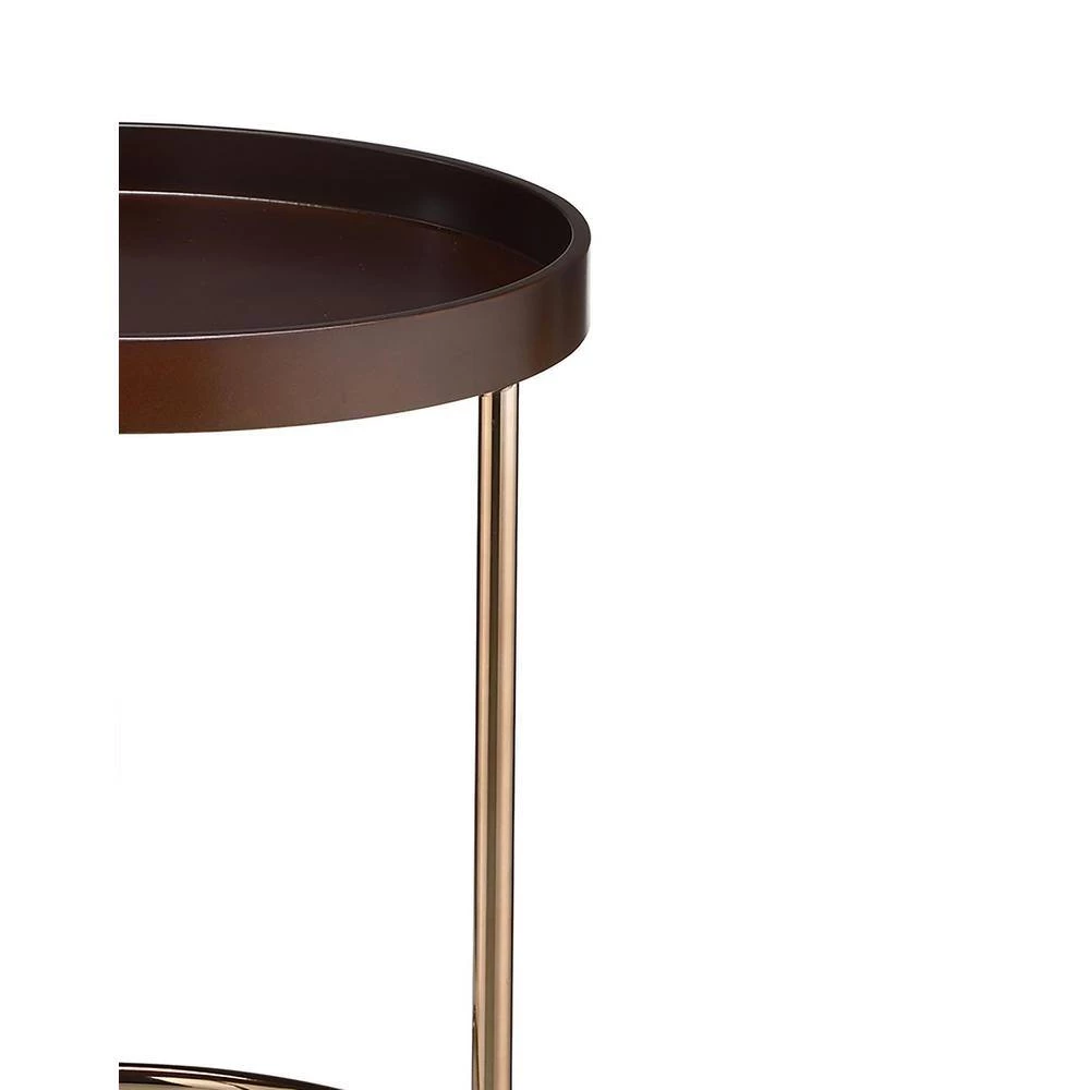18.5 in. x 21.75 in. Espresso Round Wood Edie Mid-Century Lipped Edge Side Table with Copper Legs by ORE International 7 18.5 in. x 21.75 in. Espresso Round Wood Edie Mid-Century Lipped Edge Side Table with Copper Legs by ORE International - Image 5