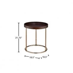 18.5 in. x 21.75 in. Espresso Round Wood Edie Mid-Century Lipped Edge Side Table with Copper Legs by ORE International 9 18.5 in. x 21.75 in. Espresso Round Wood Edie Mid-Century Lipped Edge Side Table with Copper Legs by ORE International -DealsProLounger Store espresso ore international end side tables ff 2058esp 40 1000