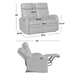 49.5 in. Fog Gray Faux Leather 2-Seater Reclining Loveseat with Square Arms by ProLounger -DealsProLounger Store fog gray prolounger loveseats a158190 1f 1000