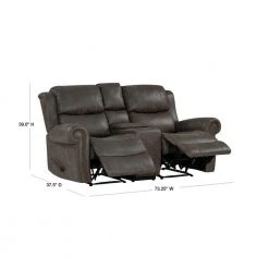 Distressed Fog Gray Faux Leather 2-Seat Rolled Arm Wall Hugger Recliner Loveseat with Power Storage Console by ProLounger -DealsProLounger Store fog gray prolounger loveseats rcl60 nks15 2sc 40 1000