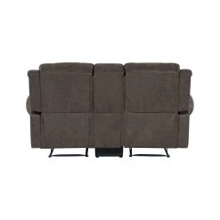 Distressed Fog Gray Faux Leather 2-Seat Rolled Arm Wall Hugger Recliner Loveseat with Power Storage Console by ProLounger -DealsProLounger Store fog gray prolounger loveseats rcl60 nks15 2sc 66 1000