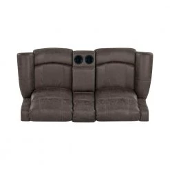 Distressed Fog Gray Faux Leather 2-Seat Rolled Arm Wall Hugger Recliner Loveseat with Power Storage Console by ProLounger -DealsProLounger Store fog gray prolounger loveseats rcl60 nks15 2sc a0 1000