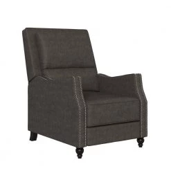 Distressed Fog Gray Faux Leather Push Back Recliner Chair with Nailhead Trim by ProLounger -DealsProLounger Store fog gray prolounger recliners a162777 4f 1000