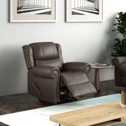 40 in. W Gray Faux Leather Wall Hugger Rolled Arm Recliner by ProLounger -DealsProLounger Store fog gray prolounger recliners rcl60 nks15 wh 31 1000