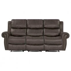 Distressed Fog Gray Faux Leather 3-Seat Rolled Arm Wall Hugger Recliner Sofa by ProLounger -DealsProLounger Store fog gray prolounger sofas couches rcl60 nks15 3s 4f 1000