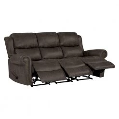 Distressed Fog Gray Faux Leather 3-Seat Rolled Arm Wall Hugger Recliner Sofa by ProLounger
