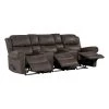 Distressed Fog Gray Faux Leather 3-Seat Rolled Arm Wall Hugger Recliner Sofa with 2-Storage Consoles and USB Ports by ProLounger